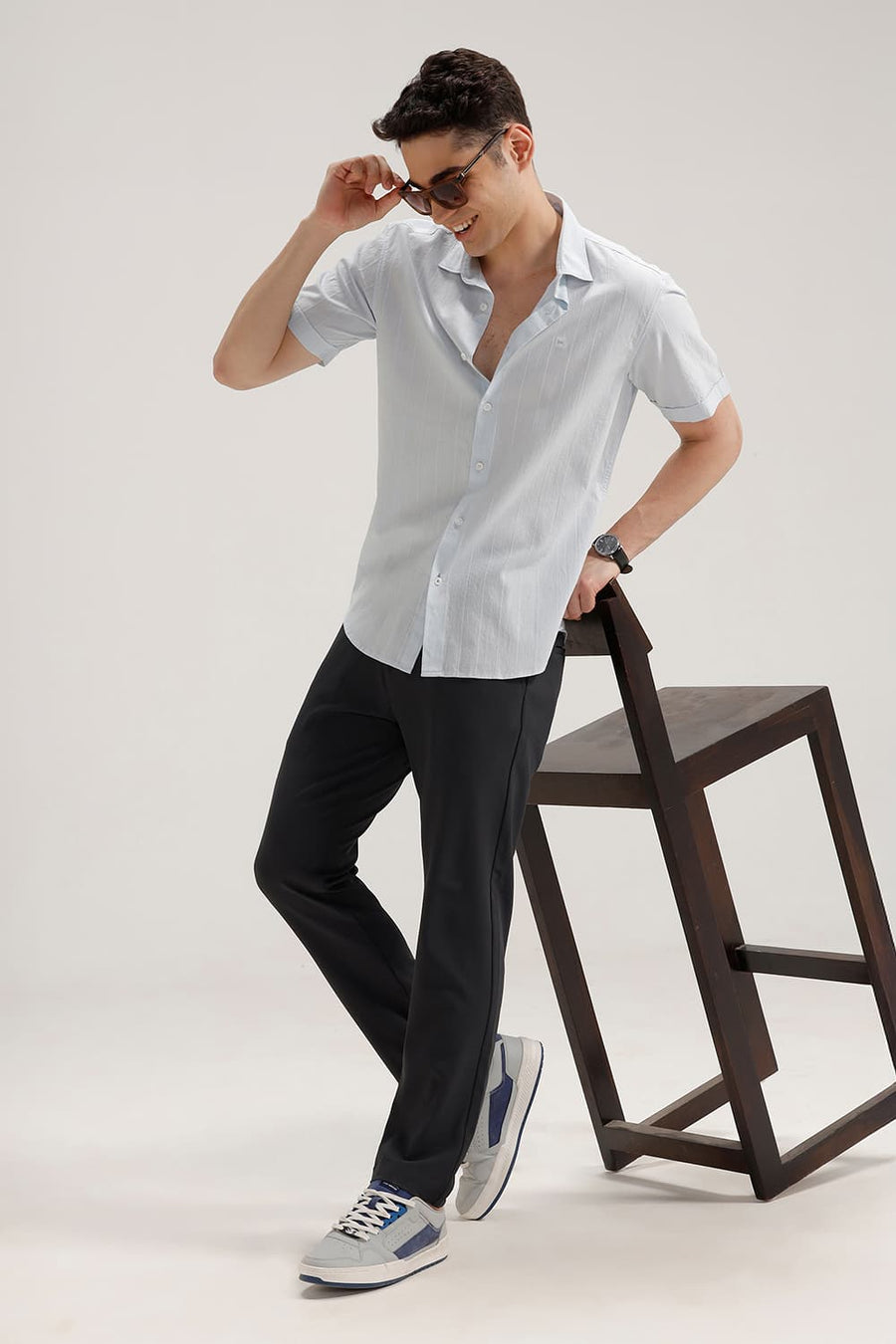 BASICS DRIFT FIT BLACK OYSTER NAVY POLYESTER CLASSIC 4 WAY STRETCH TROUSER