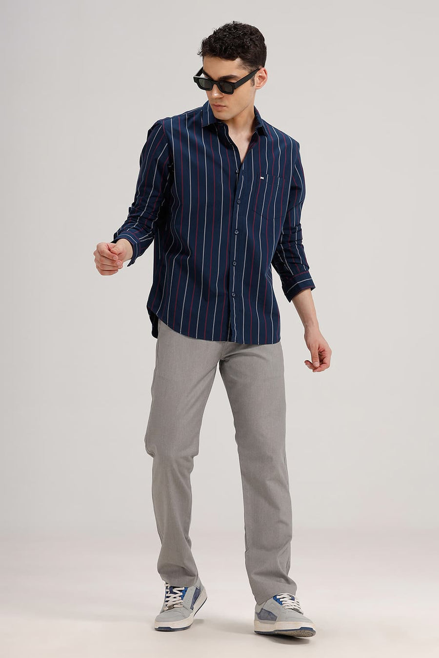 BASICS DRIFT FIT DRIZZLE GREY POLYESTER STRETCH TROUSER