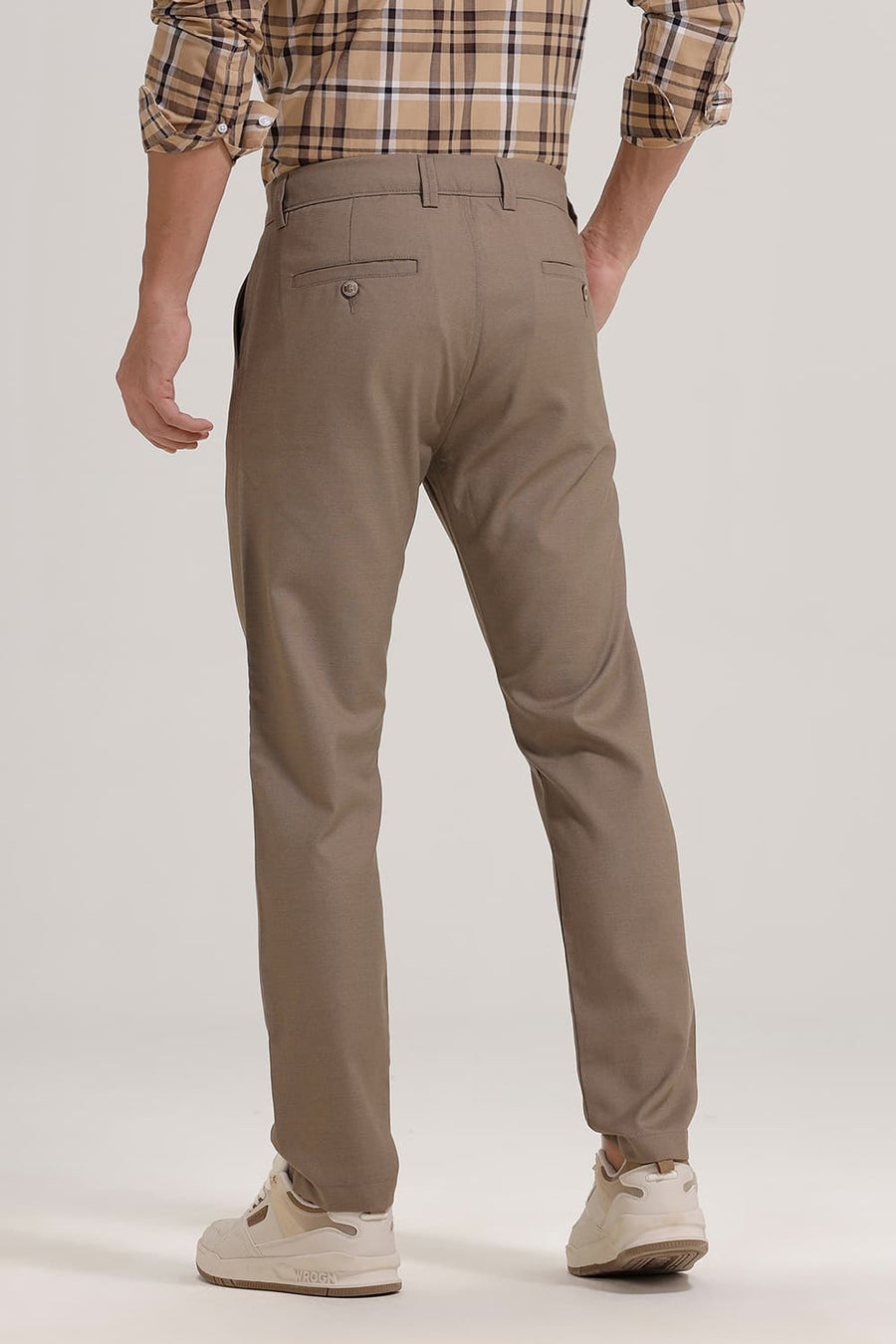 BASICS DRIFT FIT WALNUT KHAKI POLYESTER STRETCH TROUSER