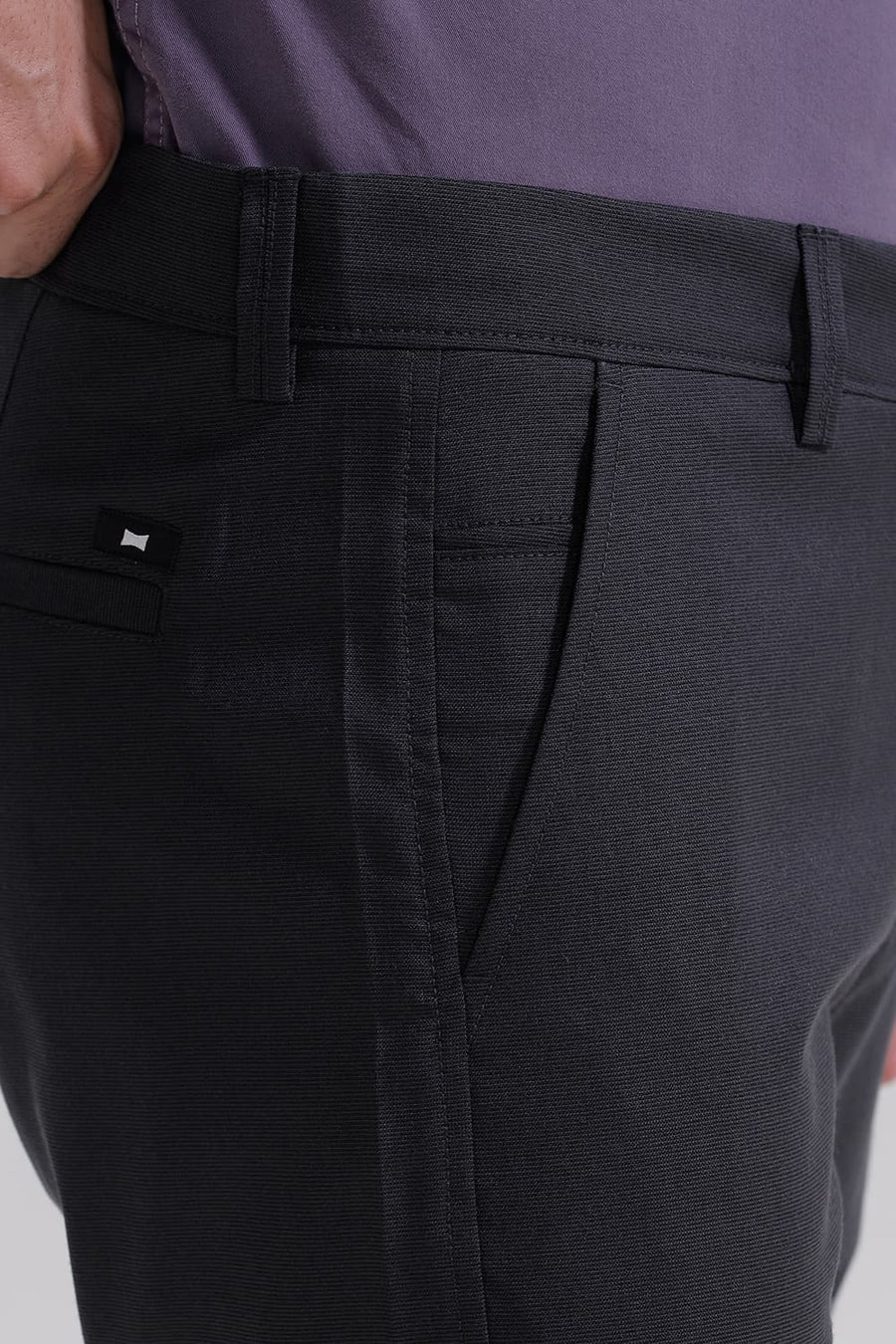 BASICS DRIFT FIT METEORITE GREY POLYESTER STRETCH TROUSER