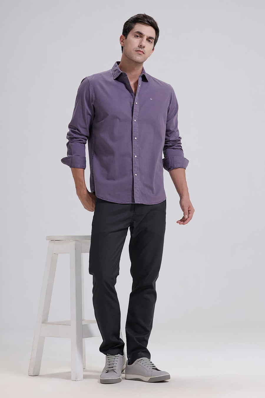 BASICS DRIFT FIT METEORITE GREY POLYESTER STRETCH TROUSER