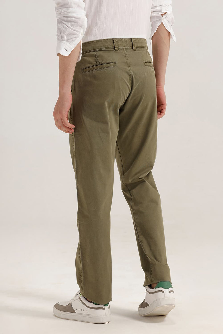 BASICS DRIFT FIT WINTER MOSS OLIVE COTTON STRETCH TWILL TROUSER
