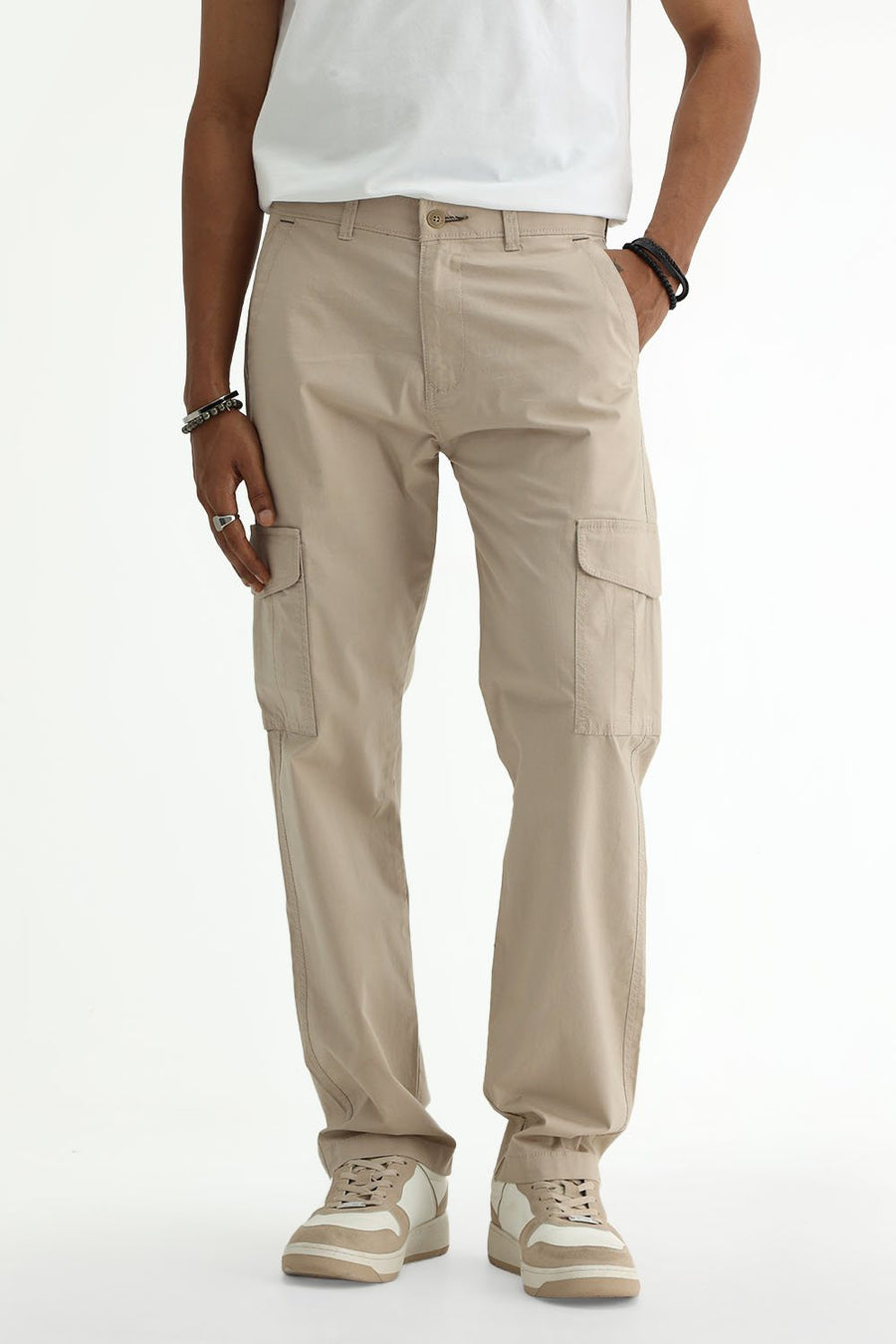 BASICS DRIFT FIT DOESKIN BEIGE COTTON STRETCH RIBSTOP DOBBY TROUSER