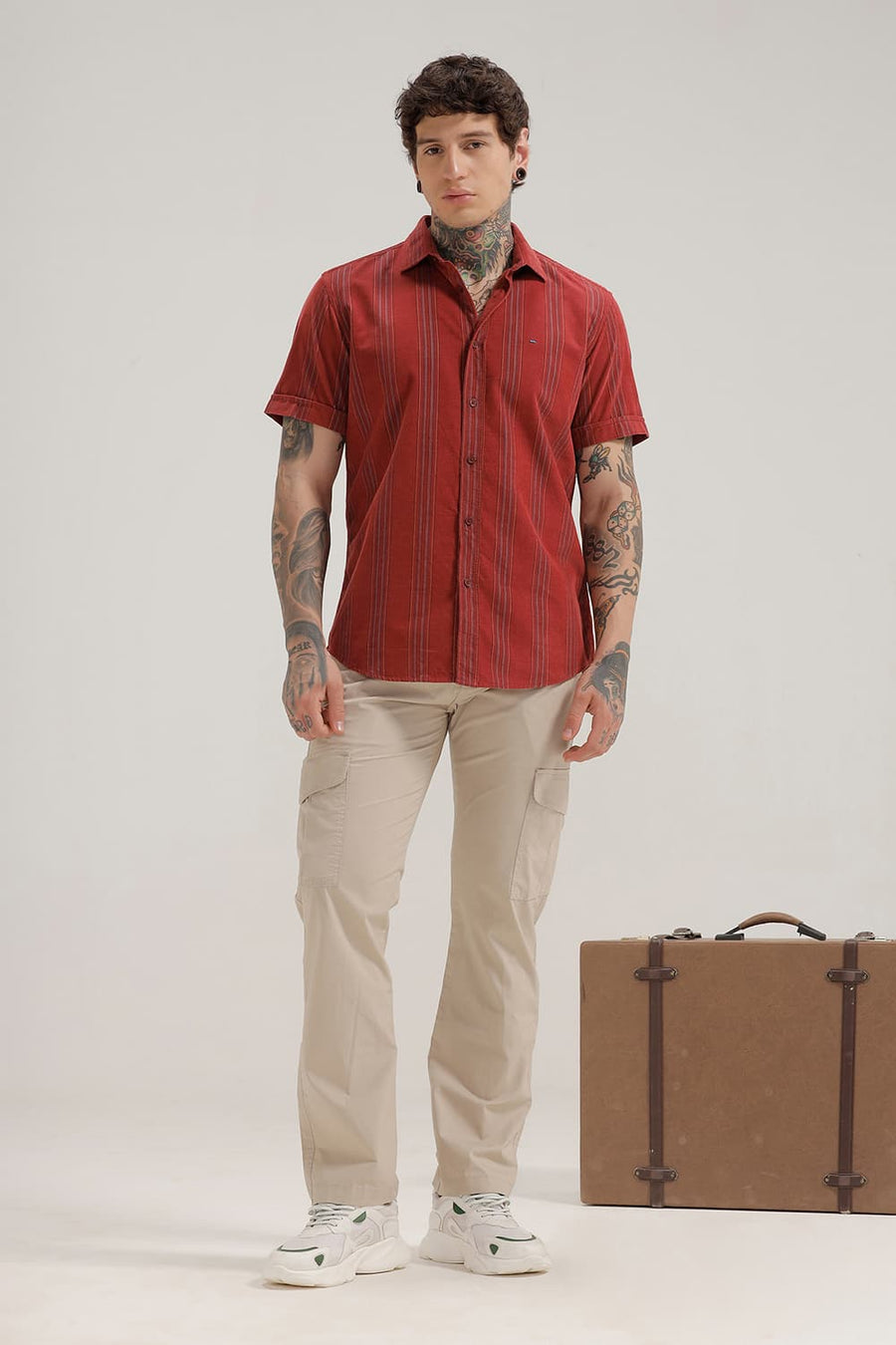 BASICS DRIFT FIT DOESKIN BEIGE COTTON STRETCH RIBSTOP DOBBY TROUSER