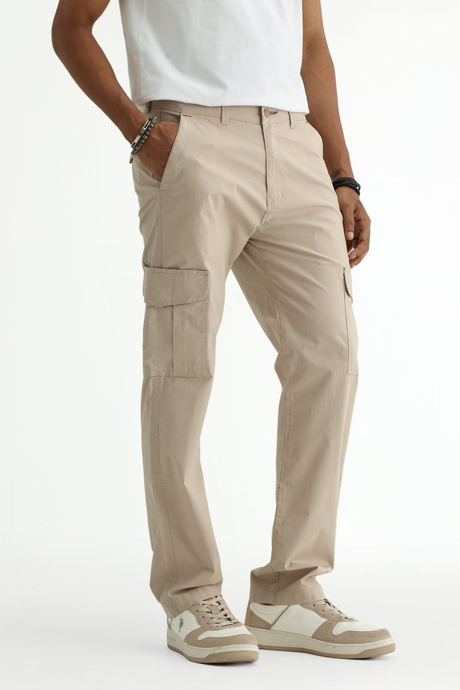 BASICS DRIFT FIT DOESKIN BEIGE COTTON STRETCH RIBSTOP DOBBY TROUSER