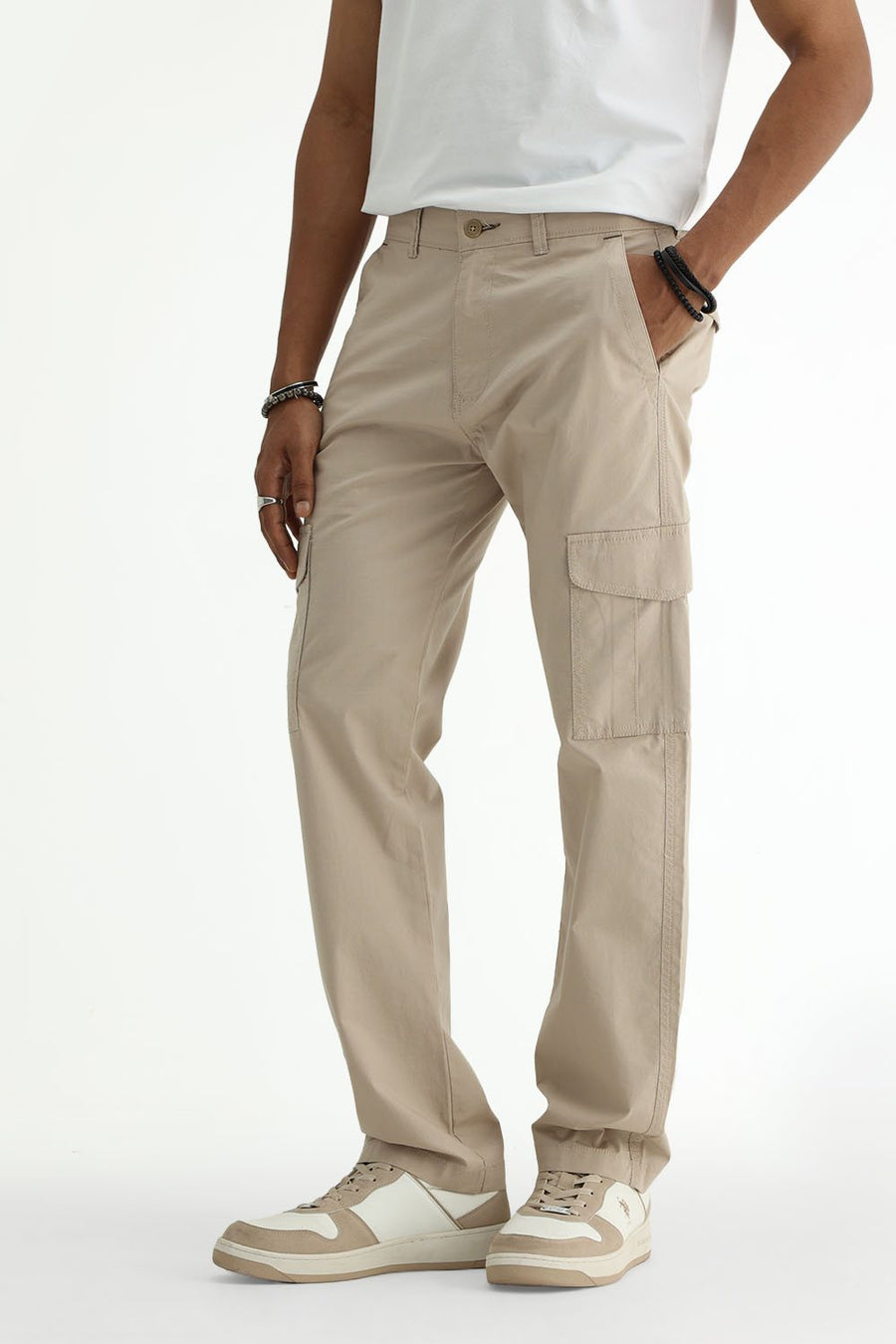 BASICS DRIFT FIT DOESKIN BEIGE COTTON STRETCH RIBSTOP DOBBY TROUSER