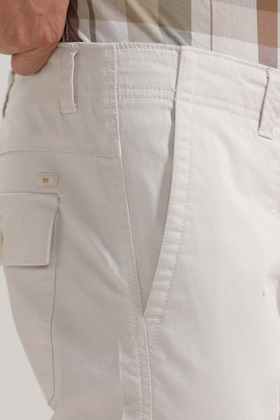 BASICS DRIFT FIT PUMICE STONE ECRU COTTON STRETCH TROUSER