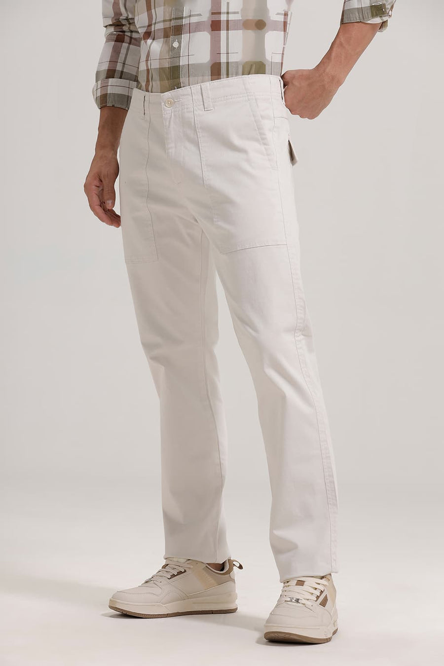 BASICS DRIFT FIT PUMICE STONE ECRU COTTON STRETCH TROUSER