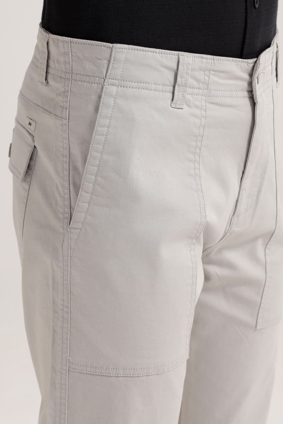 BASICS DRIFT FIT MISTED MORN GREY COTTON STRETCH TROUSER