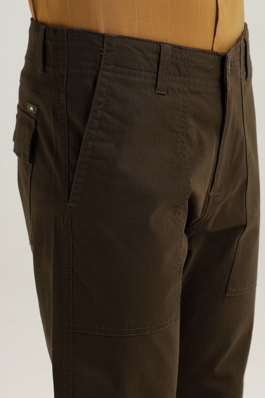 BASICS DRIFT FIT BLACK OLIVE COTTON STRETCH TROUSER