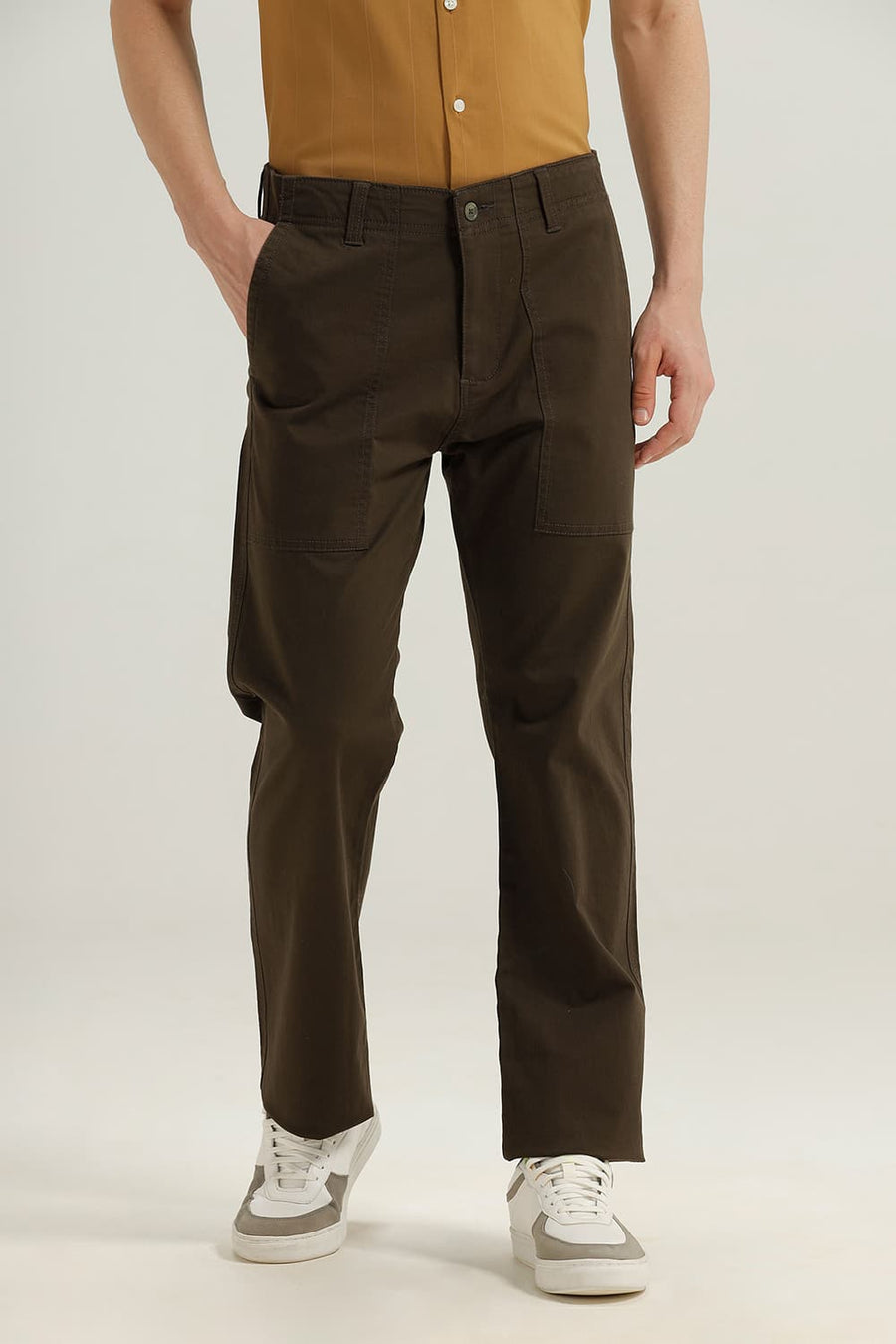 BASICS DRIFT FIT BLACK OLIVE COTTON STRETCH TROUSER