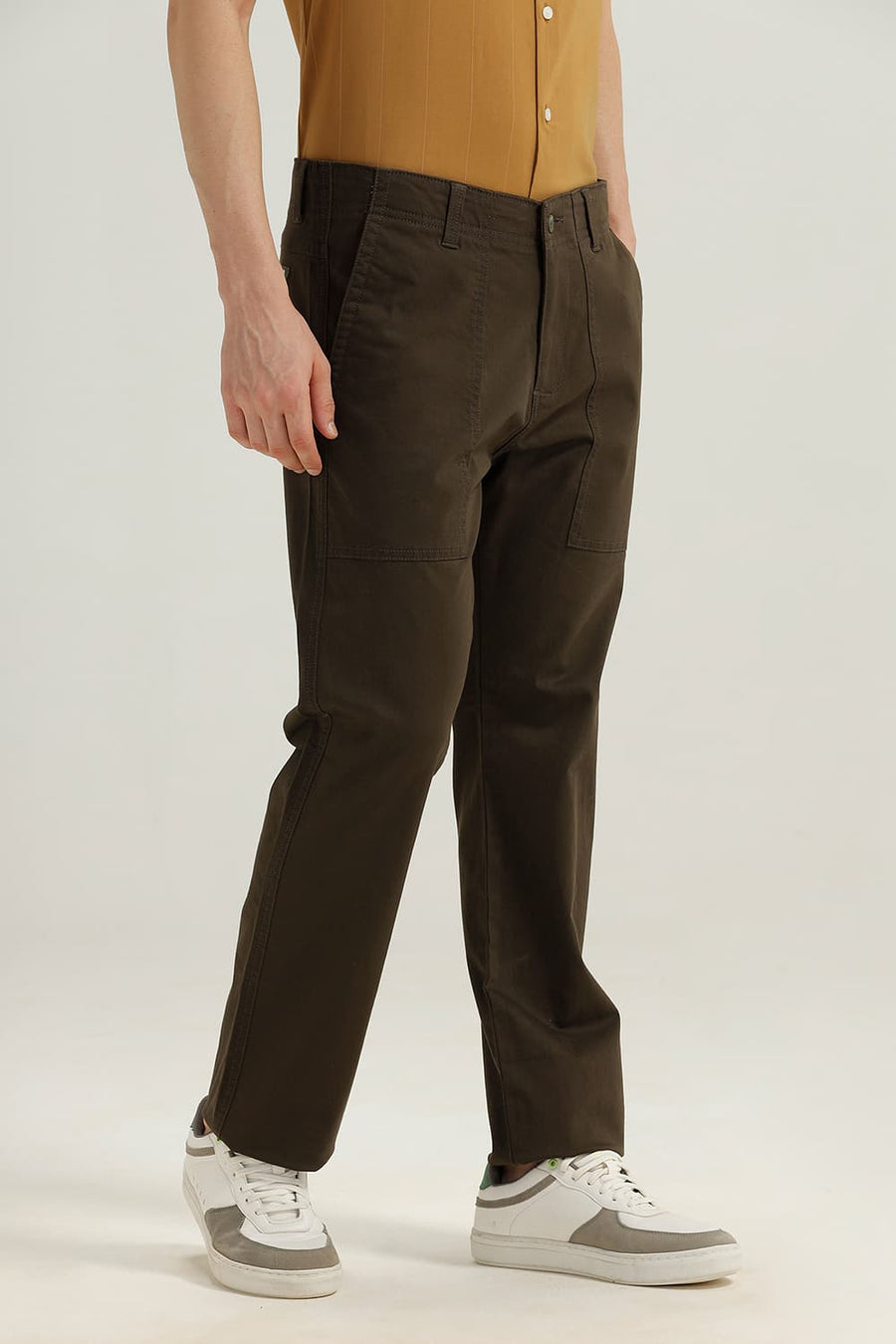 BASICS DRIFT FIT BLACK OLIVE COTTON STRETCH TROUSER