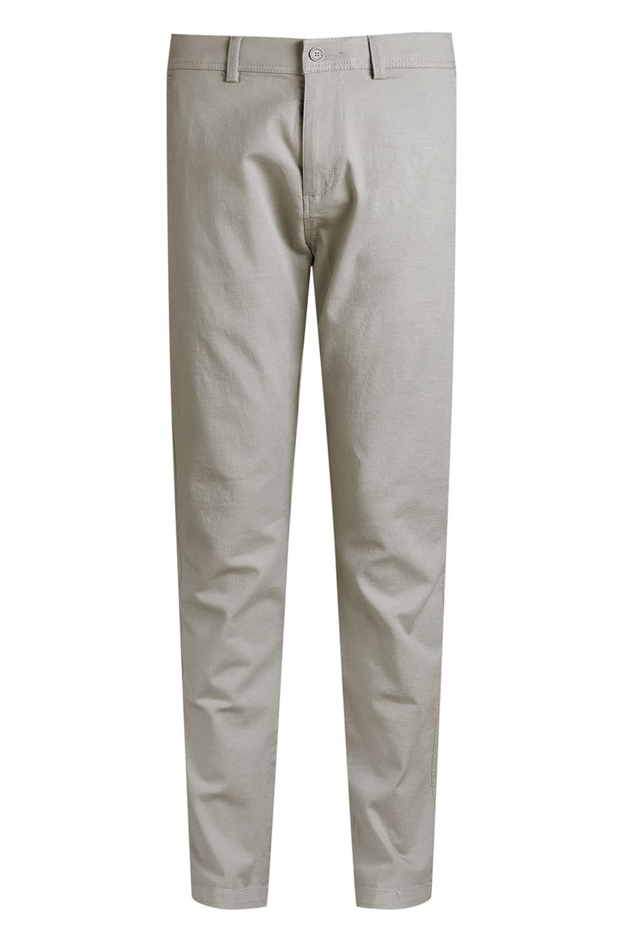 BASICS TAPERED FIT LIMESTONE GREY COTTON VISCOSE STRETCH TROUSER