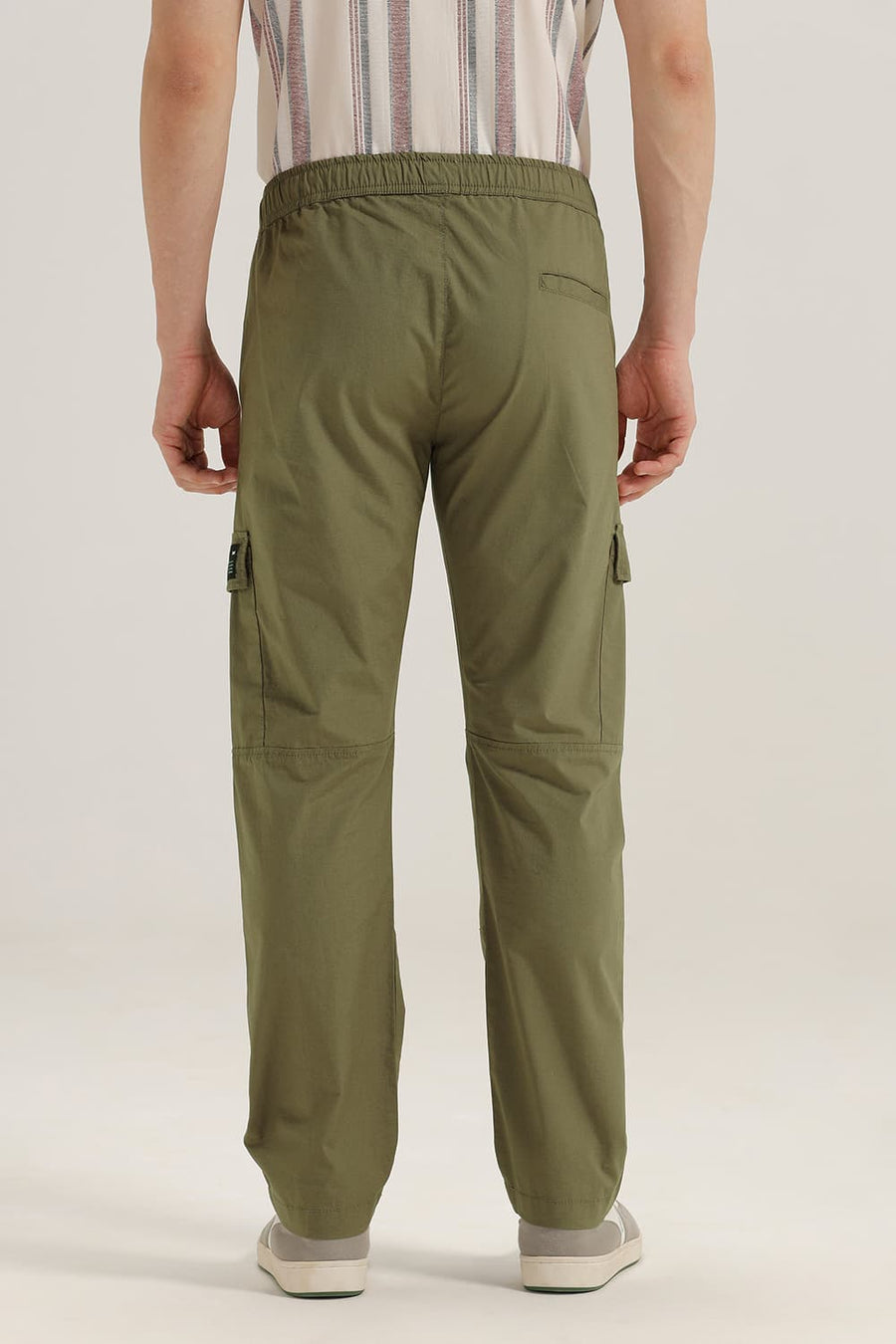 BASICS DRIFT FIT OLIVE NIGHT COTTON STRETCH RIBSTOP DOBBY TROUSER