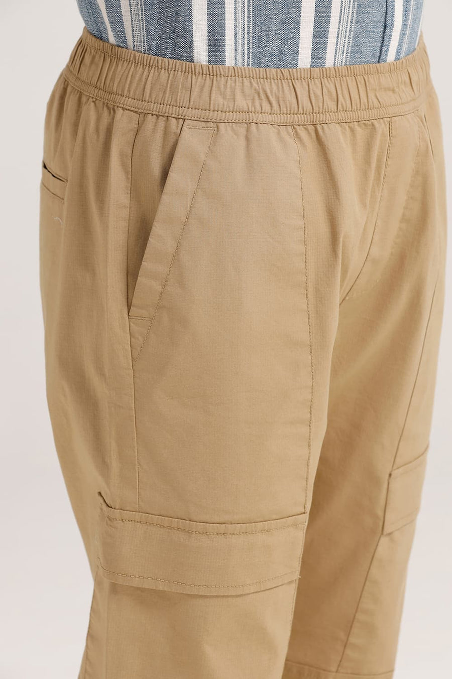 BASICS DRIFT FIT LARK KHAKI COTTON STRETCH RIBSTOP DOBBY TROUSER
