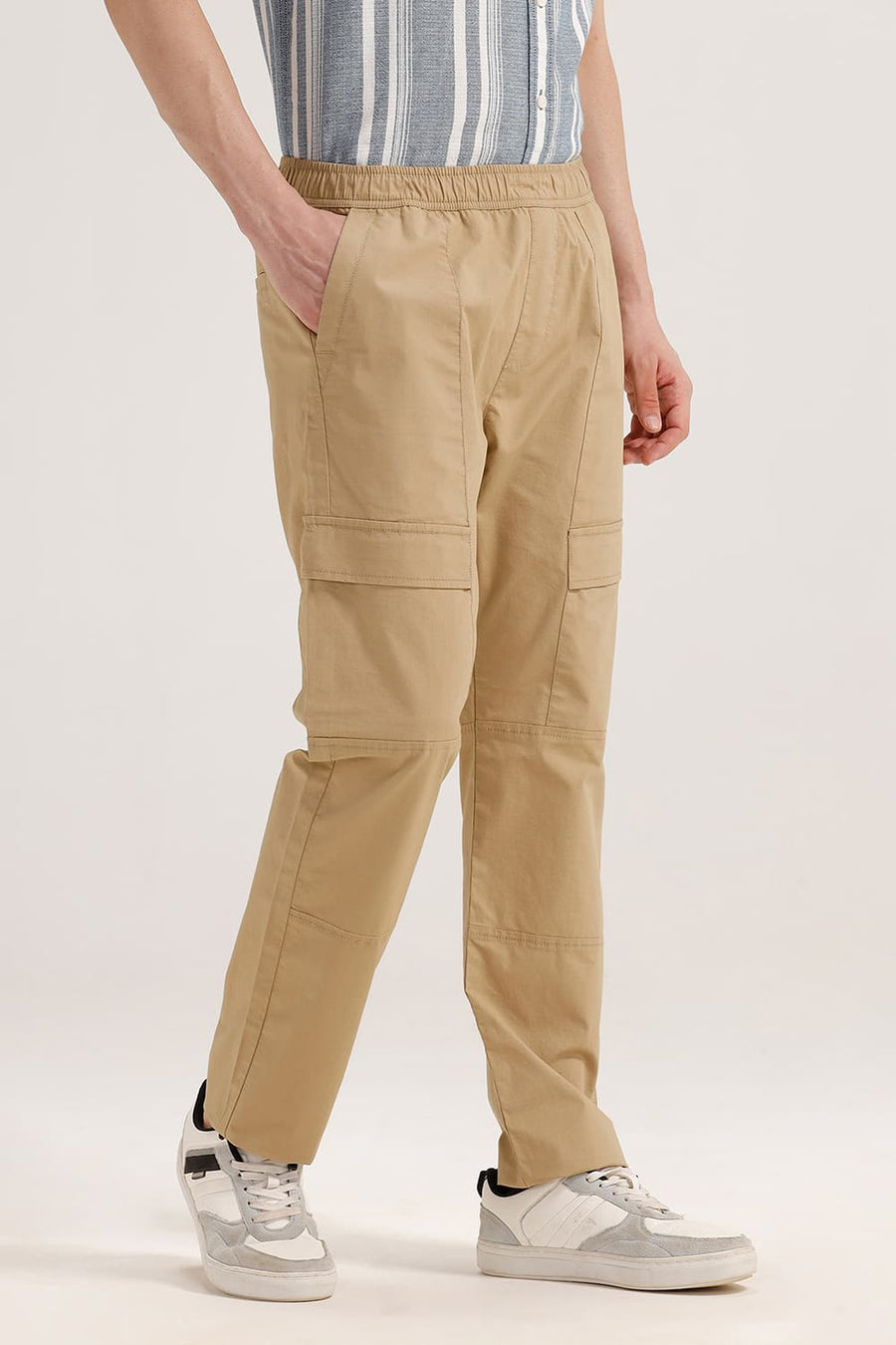 BASICS DRIFT FIT LARK KHAKI COTTON STRETCH RIBSTOP DOBBY TROUSER