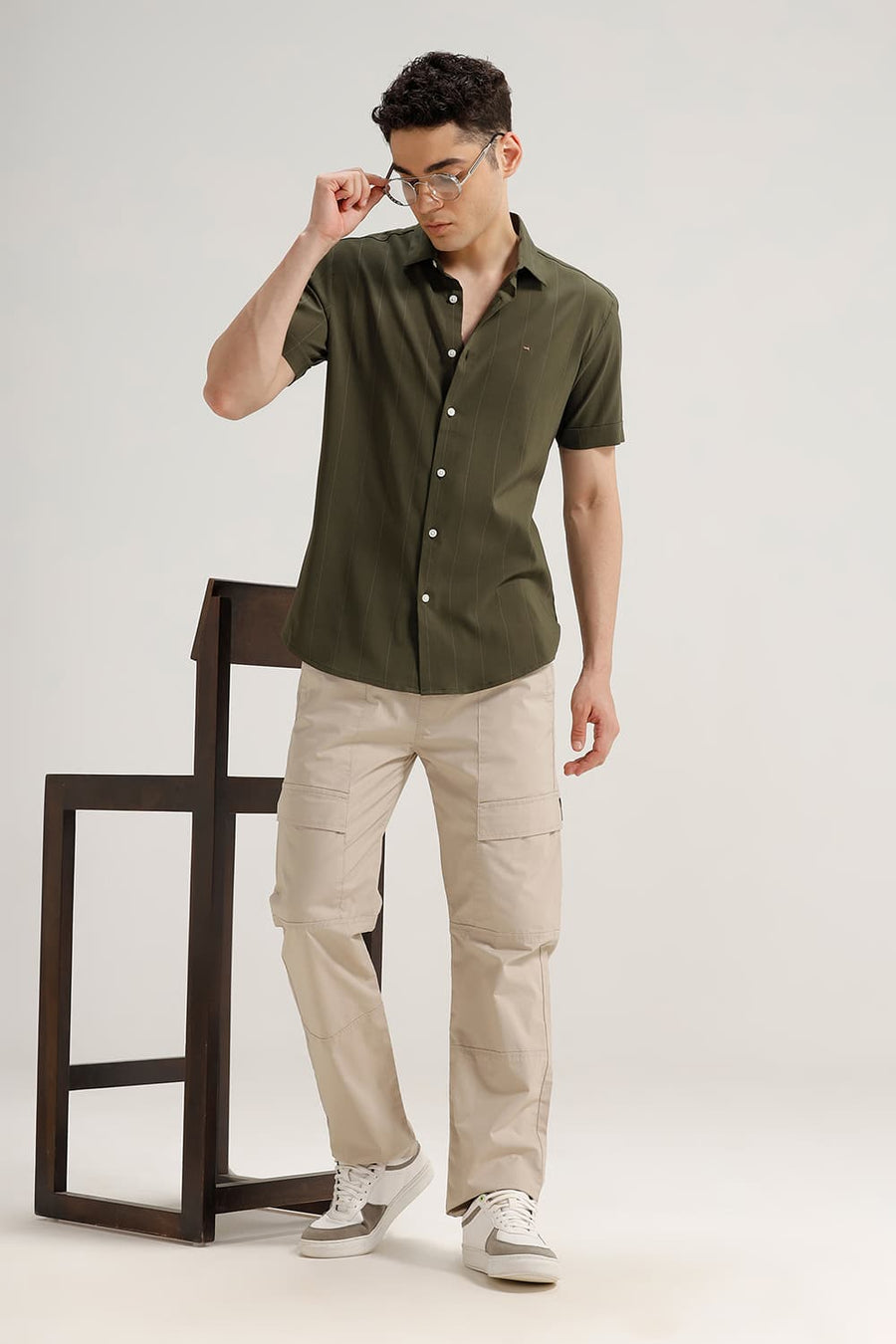 BASICS DRIFT FIT ALMOND BEIGE COTTON STRETCH RIBSTOP DOBBY TROUSER