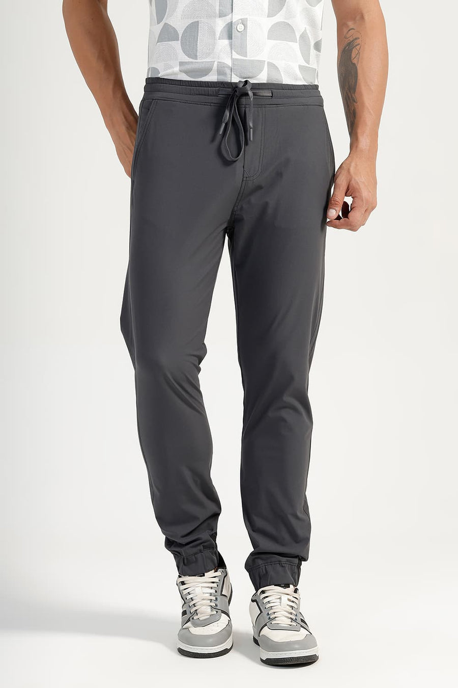 BASICS DRIFT FIT JET SET GREY POLYESTER TROUSER