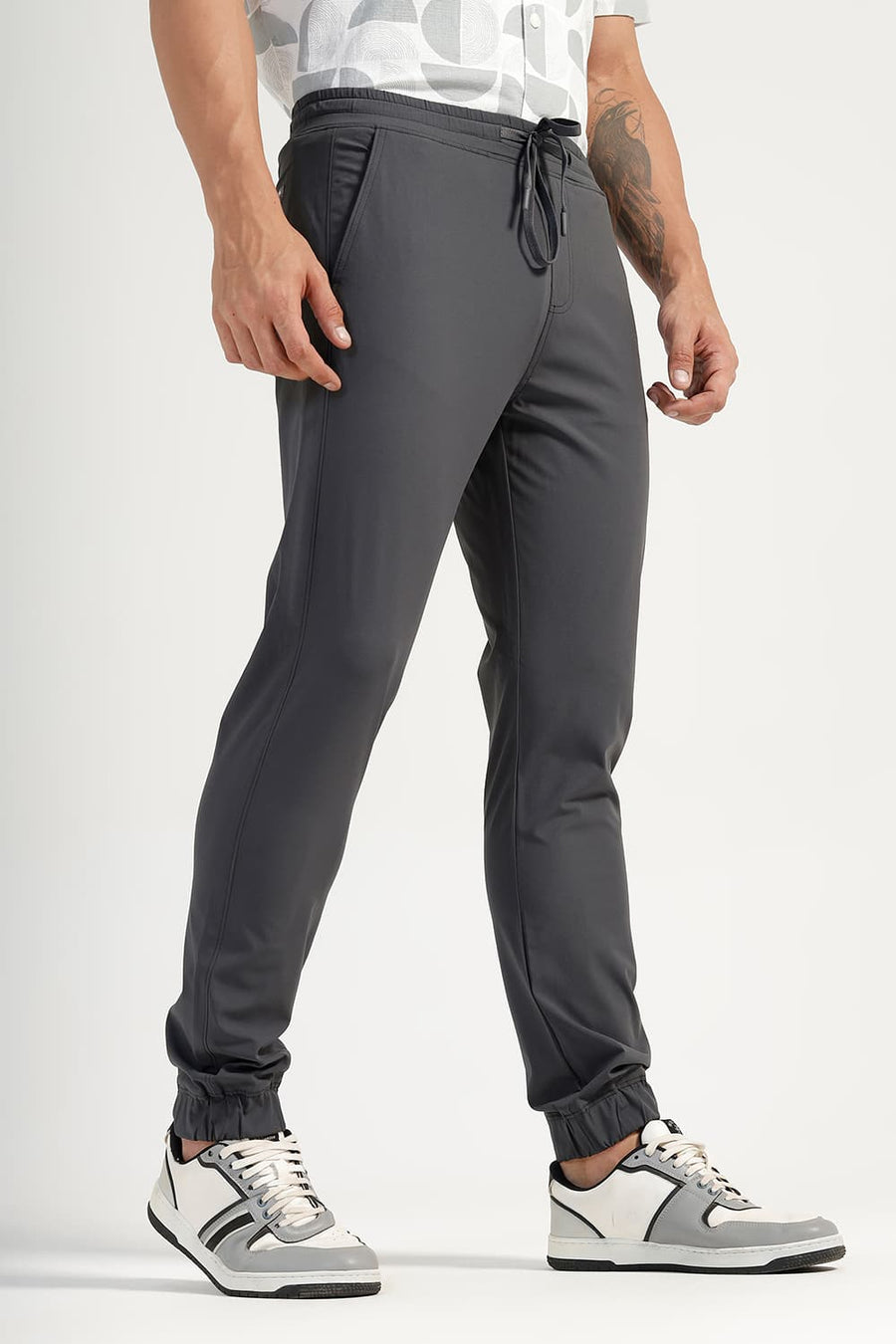 BASICS DRIFT FIT JET SET GREY POLYESTER TROUSER