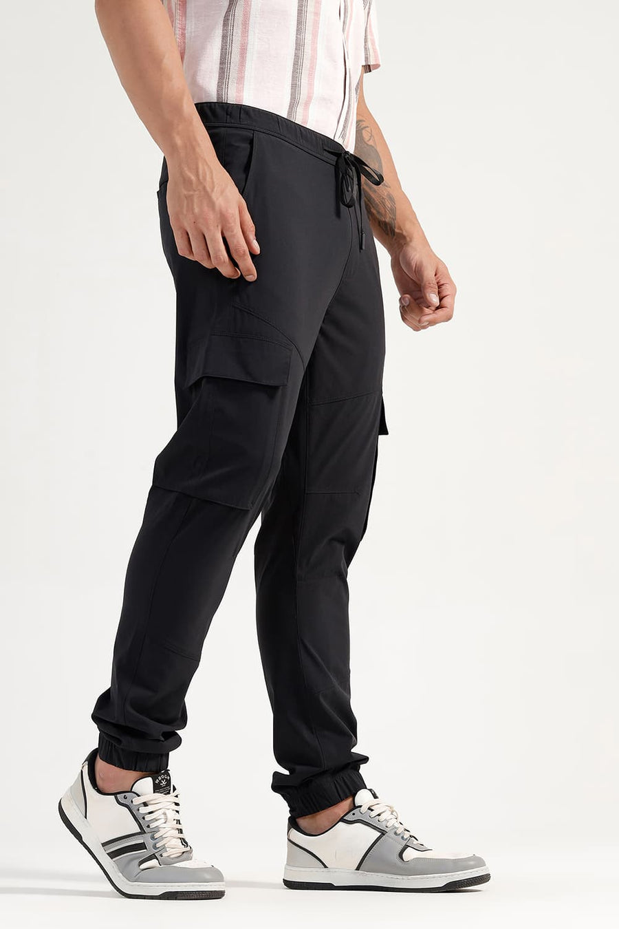 BASICS DRIFT FIT ANTHRACITE BLACK POLYESTER TROUSER