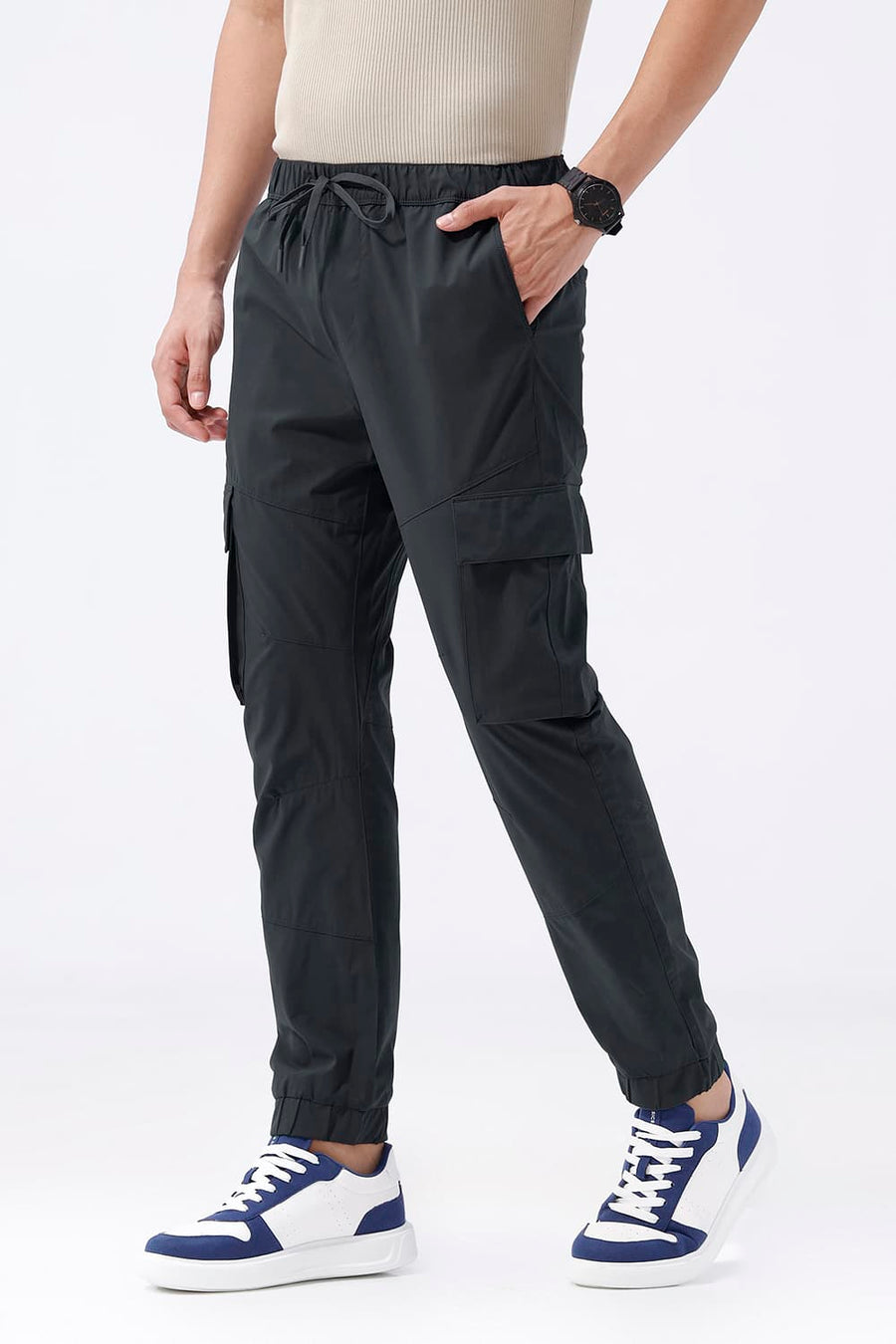 BASICS DRIFT FIT JET SET GREY POLYESTER TROUSER