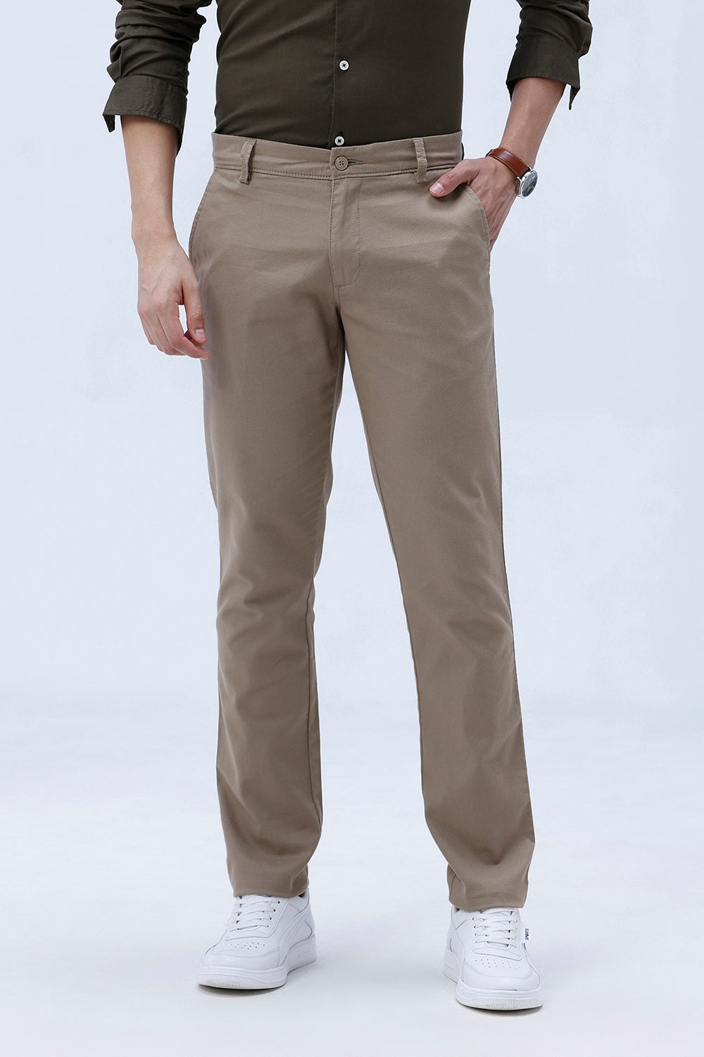 TAPERED FIT COTTON STRETCH TROUSER
