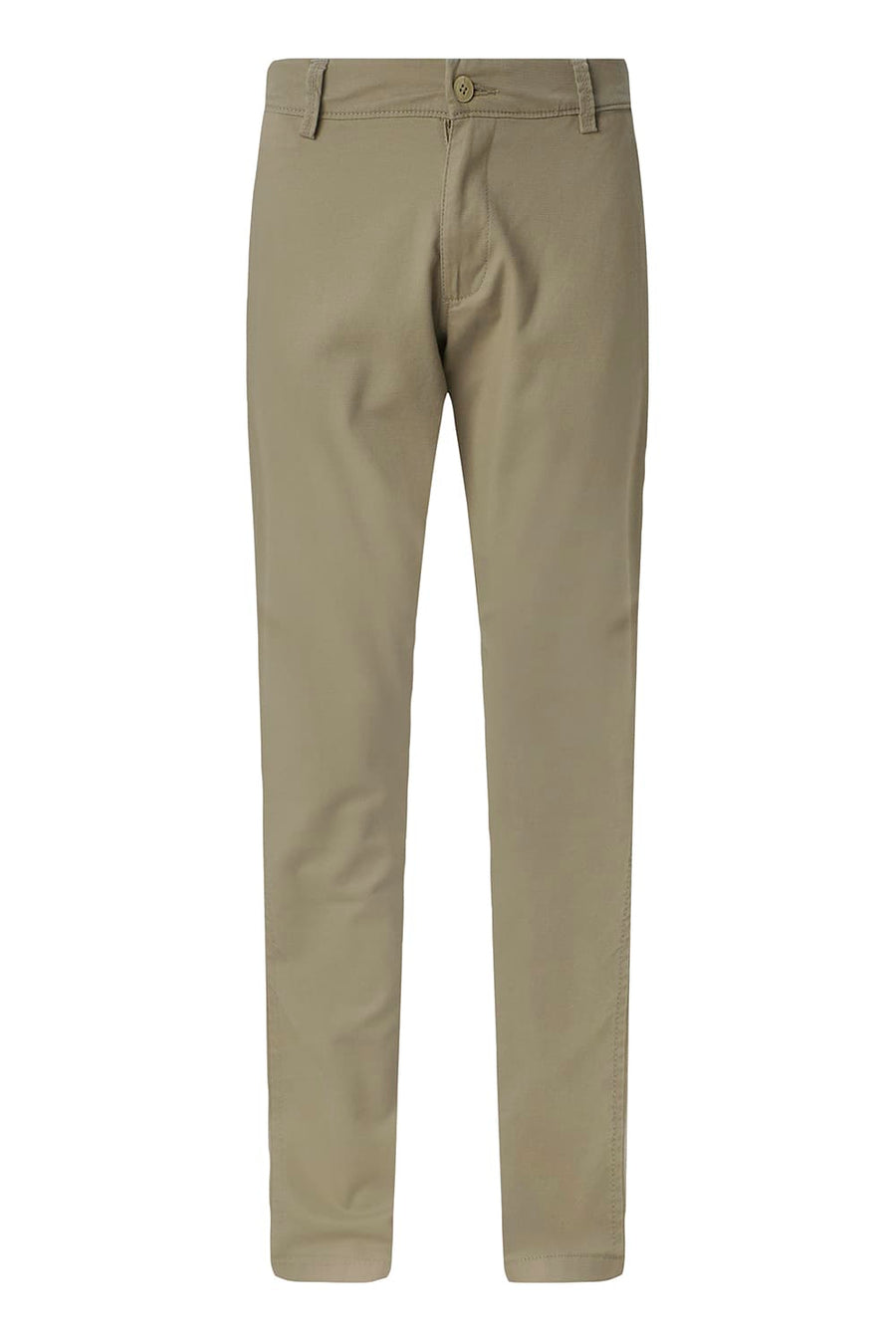 BASICS TAPERED FIT SILVER MINK KHAKI COTTON STRETCH TROUSER