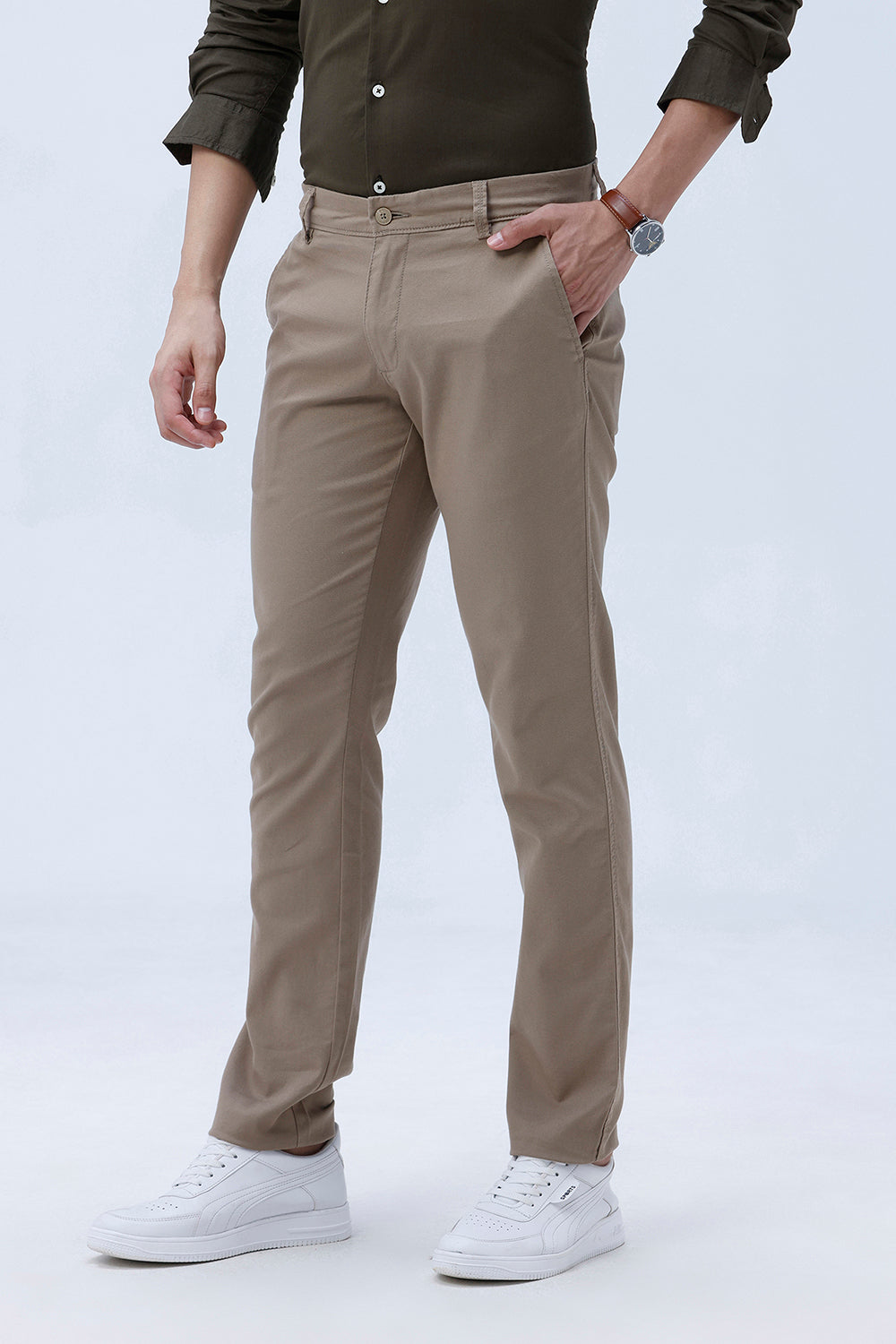 TAPERED FIT COTTON STRETCH TROUSER