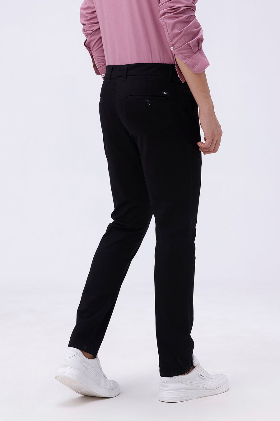BASICS SKINNY FIT PHANTOM BLACK COTTON STRETCH TROUSER