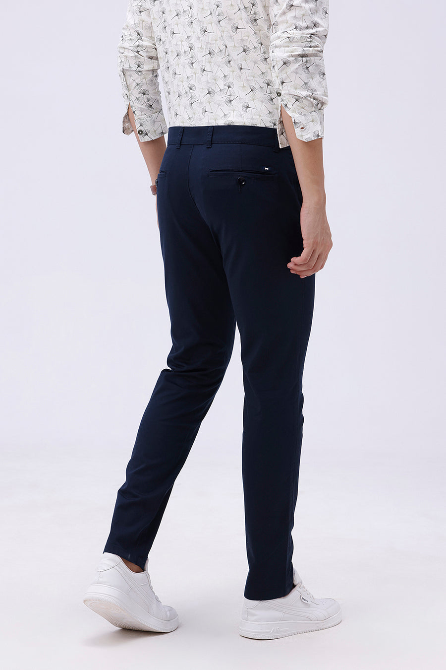BASICS SKINNY FIT BLUBERRY NAVY COTTON STRETCH TROUSER