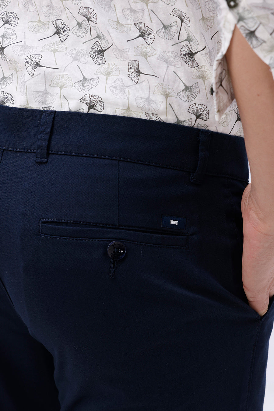 BASICS SKINNY FIT BLUBERRY NAVY COTTON STRETCH TROUSER