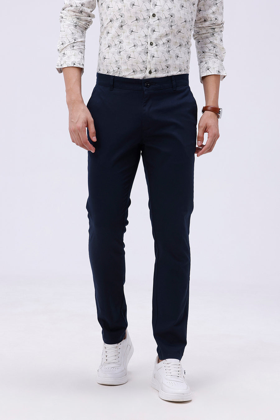 BASICS SKINNY FIT BLUBERRY NAVY COTTON STRETCH TROUSER