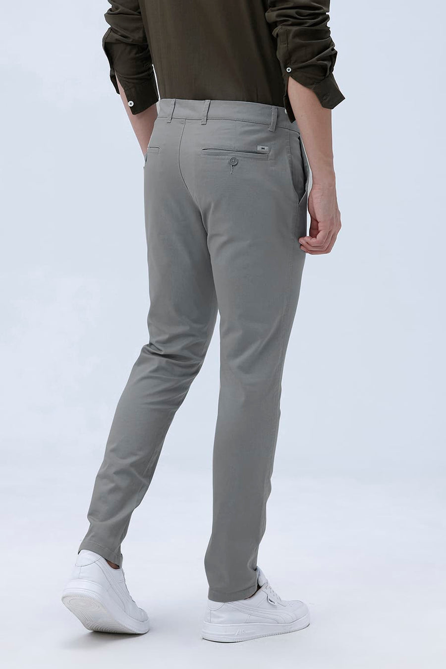 BASICS SKINNY FIT UNDER WORLD GREY COTTON STRETCH TROUSER