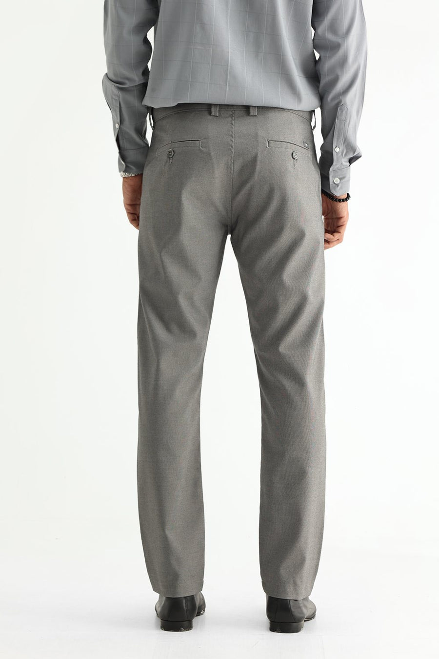 BASICS DRIFT FIT SILENT STORM GREY POLYESTER VISCOSE STRETCH STRUCTURE TROUSER