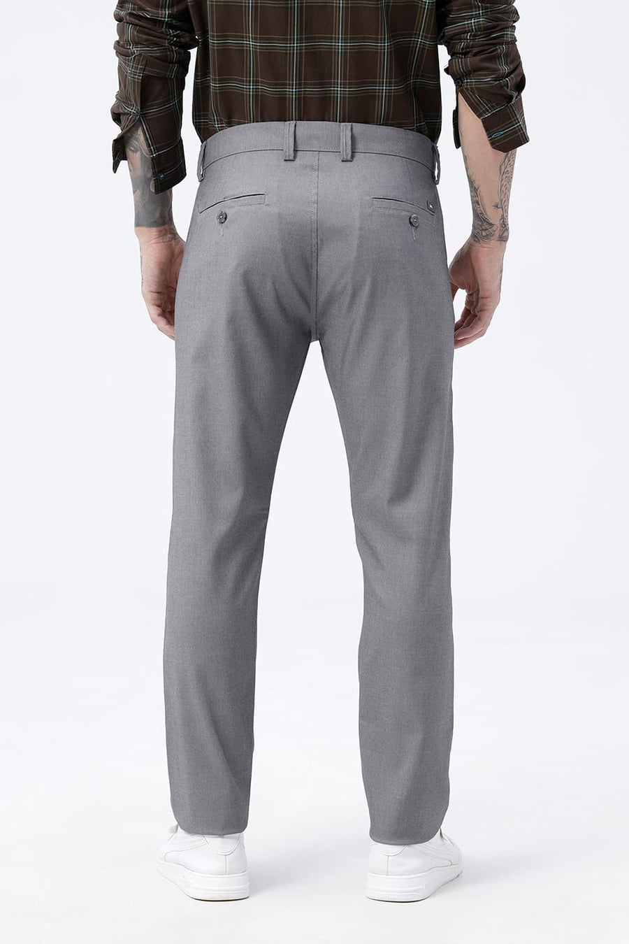 BASICS DRIFT FIT SILENT STORM GREY POLYESTER VISCOSE STRETCH STRUCTURE TROUSER