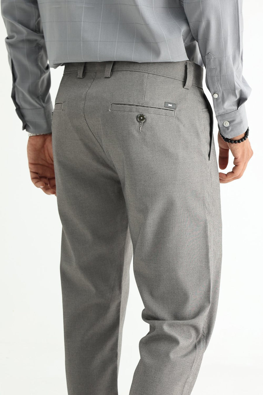 BASICS DRIFT FIT SILENT STORM GREY POLYESTER VISCOSE STRETCH STRUCTURE TROUSER