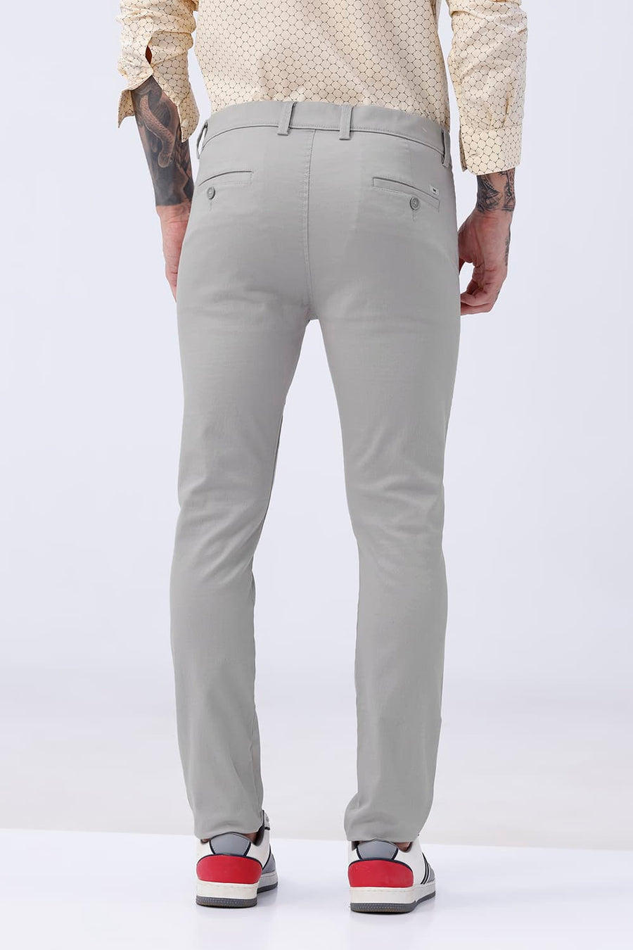 BASICS TAPERED FIT  COTTON STRETCH STRUCTURE TROUSER
