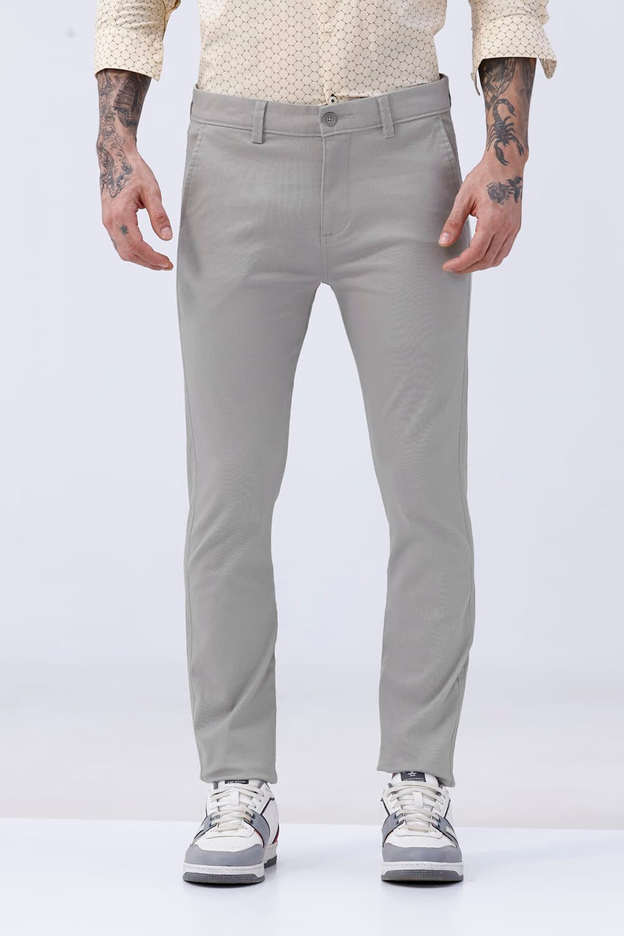 BASICS TAPERED FIT  COTTON STRETCH STRUCTURE TROUSER