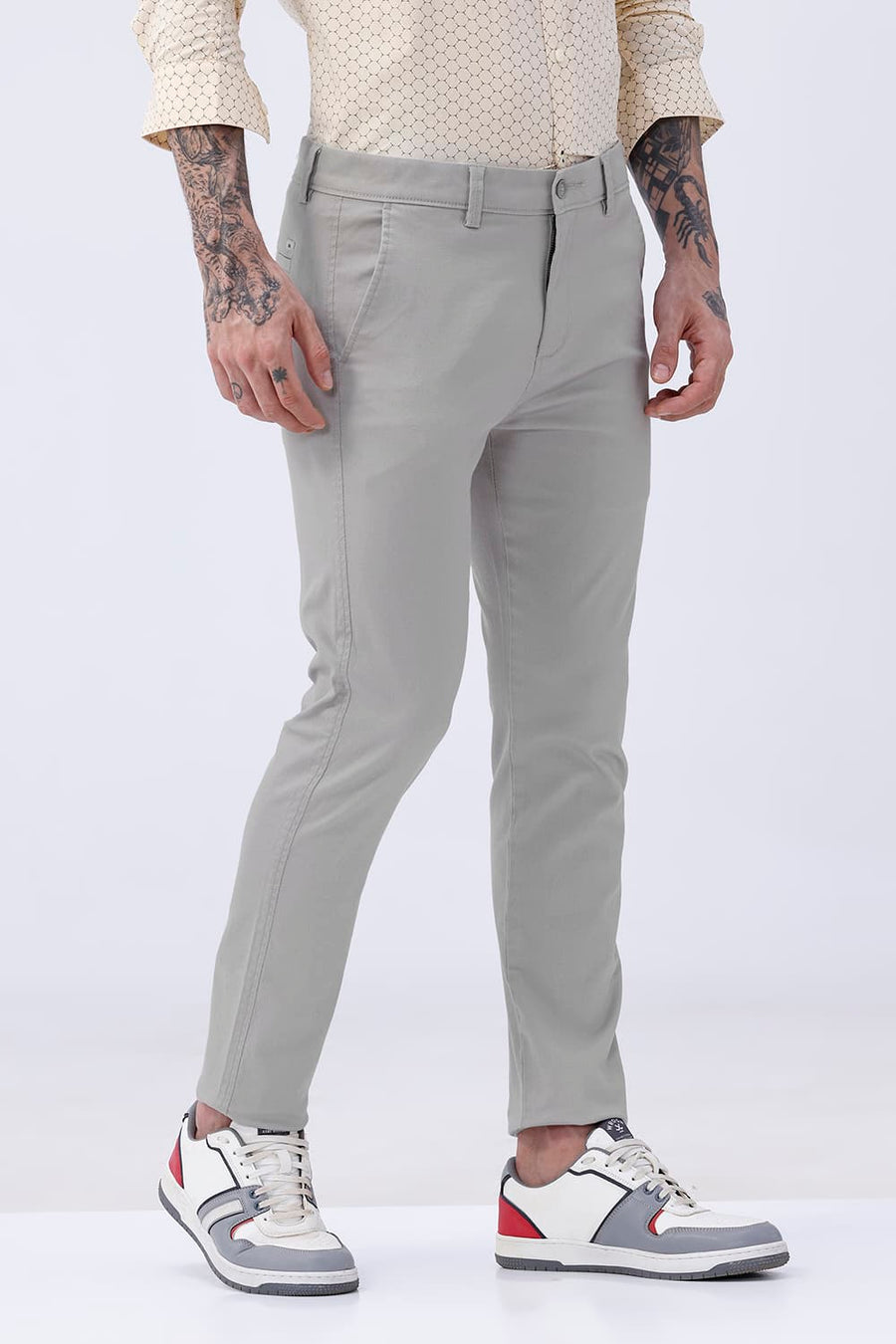 BASICS TAPERED FIT  COTTON STRETCH STRUCTURE TROUSER