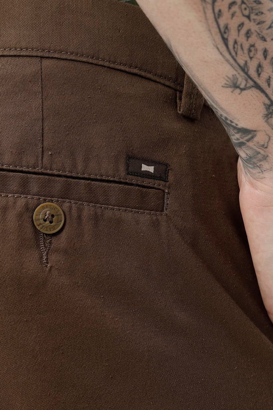 BASICS TAPERED FIT  COTTON STRETCH STRUCTURE TROUSER