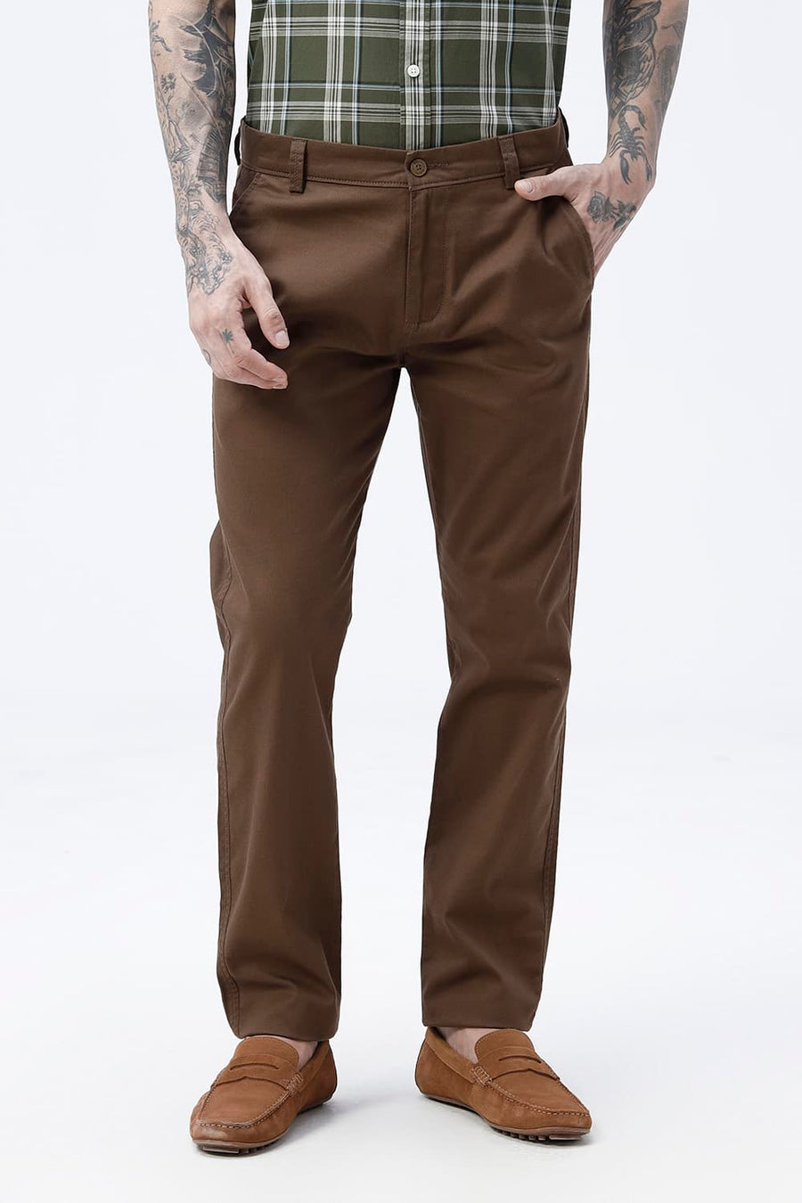 BASICS TAPERED FIT  COTTON STRETCH STRUCTURE TROUSER
