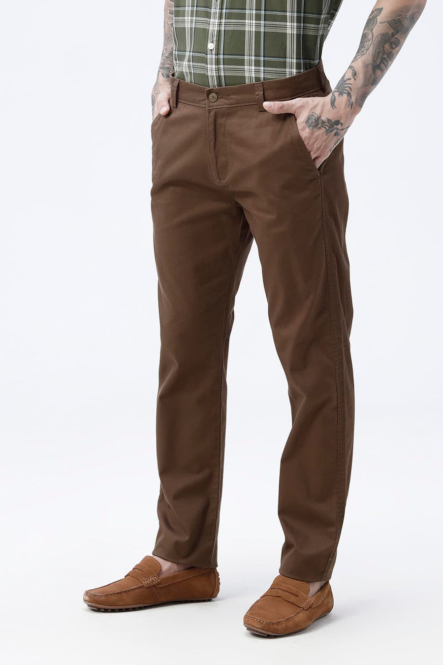 BASICS TAPERED FIT  COTTON STRETCH STRUCTURE TROUSER
