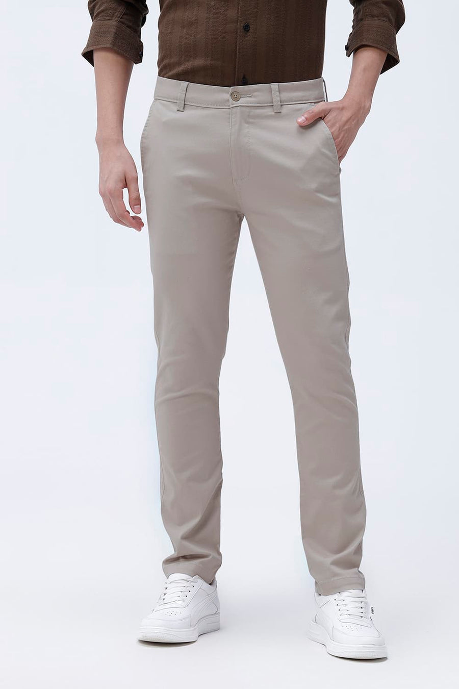 BASICS TAPERED FIT  COTTON STRETCH STRUCTURE TROUSER