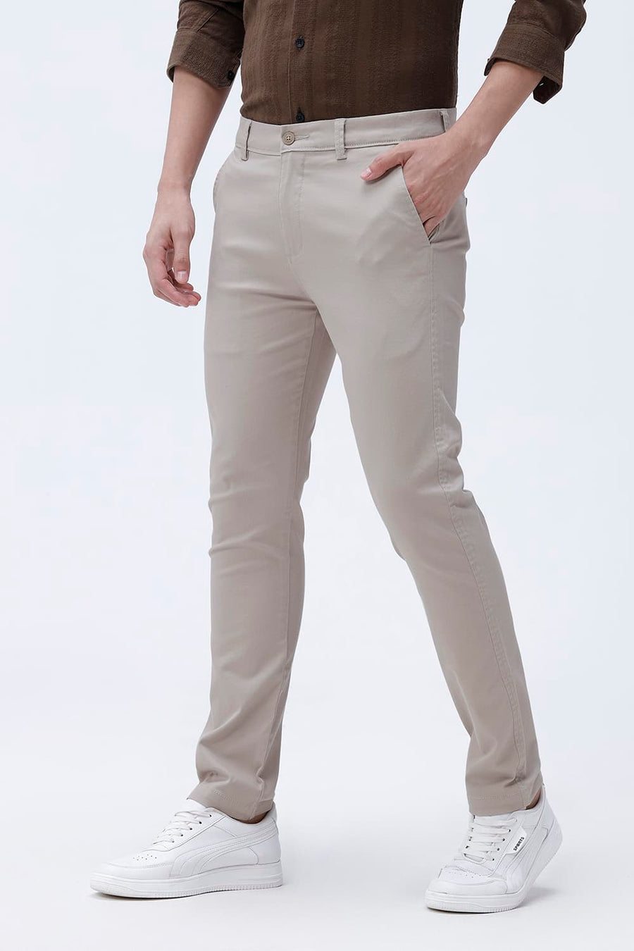 BASICS TAPERED FIT  COTTON STRETCH STRUCTURE TROUSER