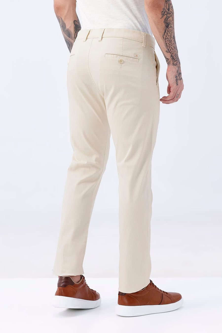 BASICS TAPERED FIT  COTTON STRETCH STRUCTURE TROUSER