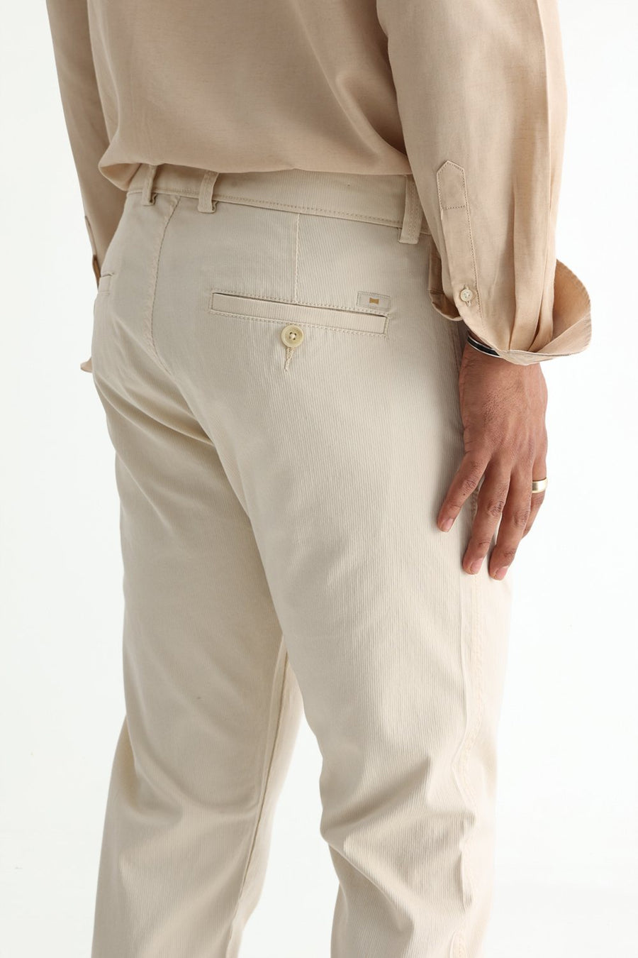BASICS TAPERED FIT  COTTON STRETCH STRUCTURE TROUSER