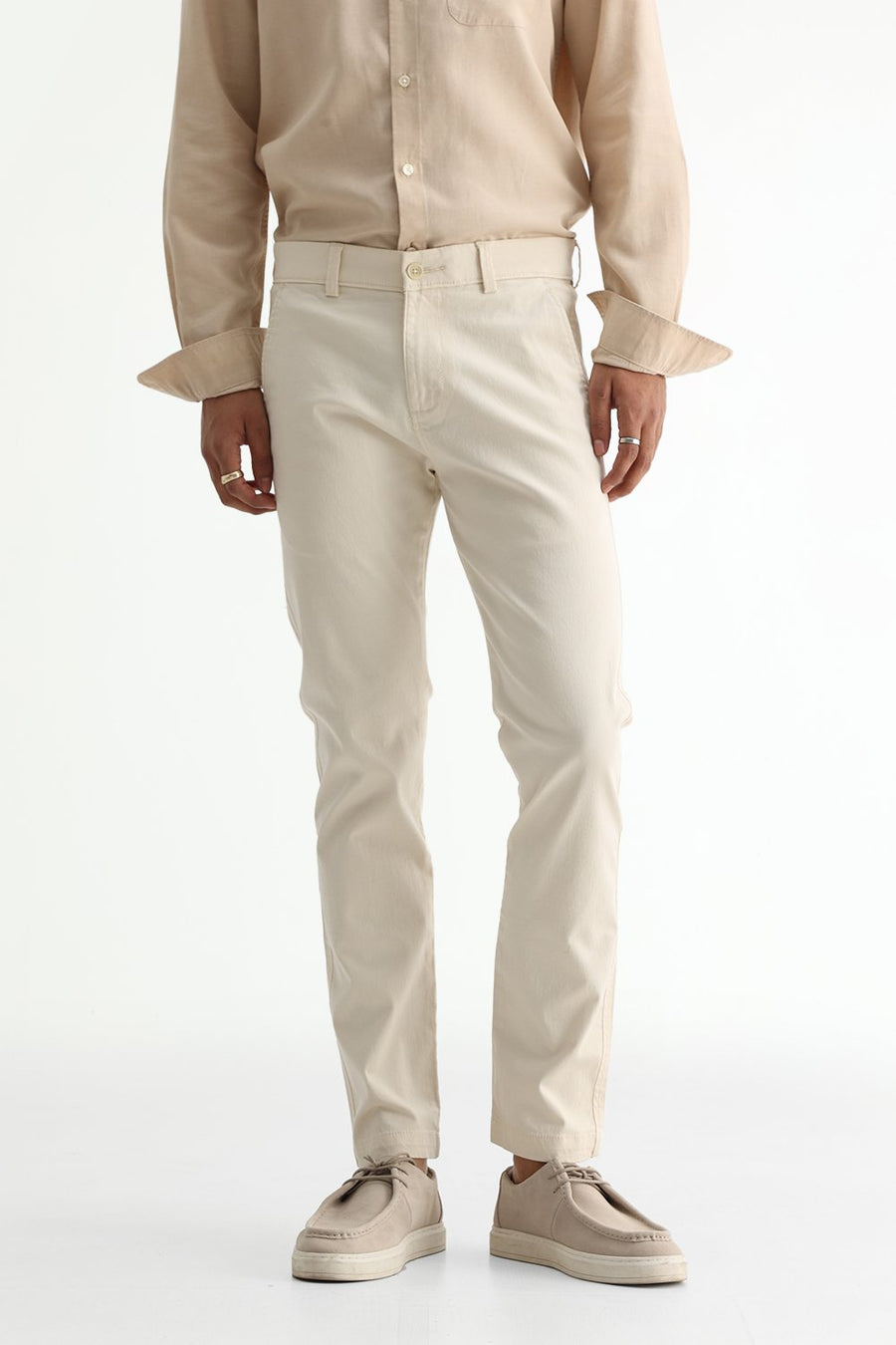 BASICS TAPERED FIT  COTTON STRETCH STRUCTURE TROUSER