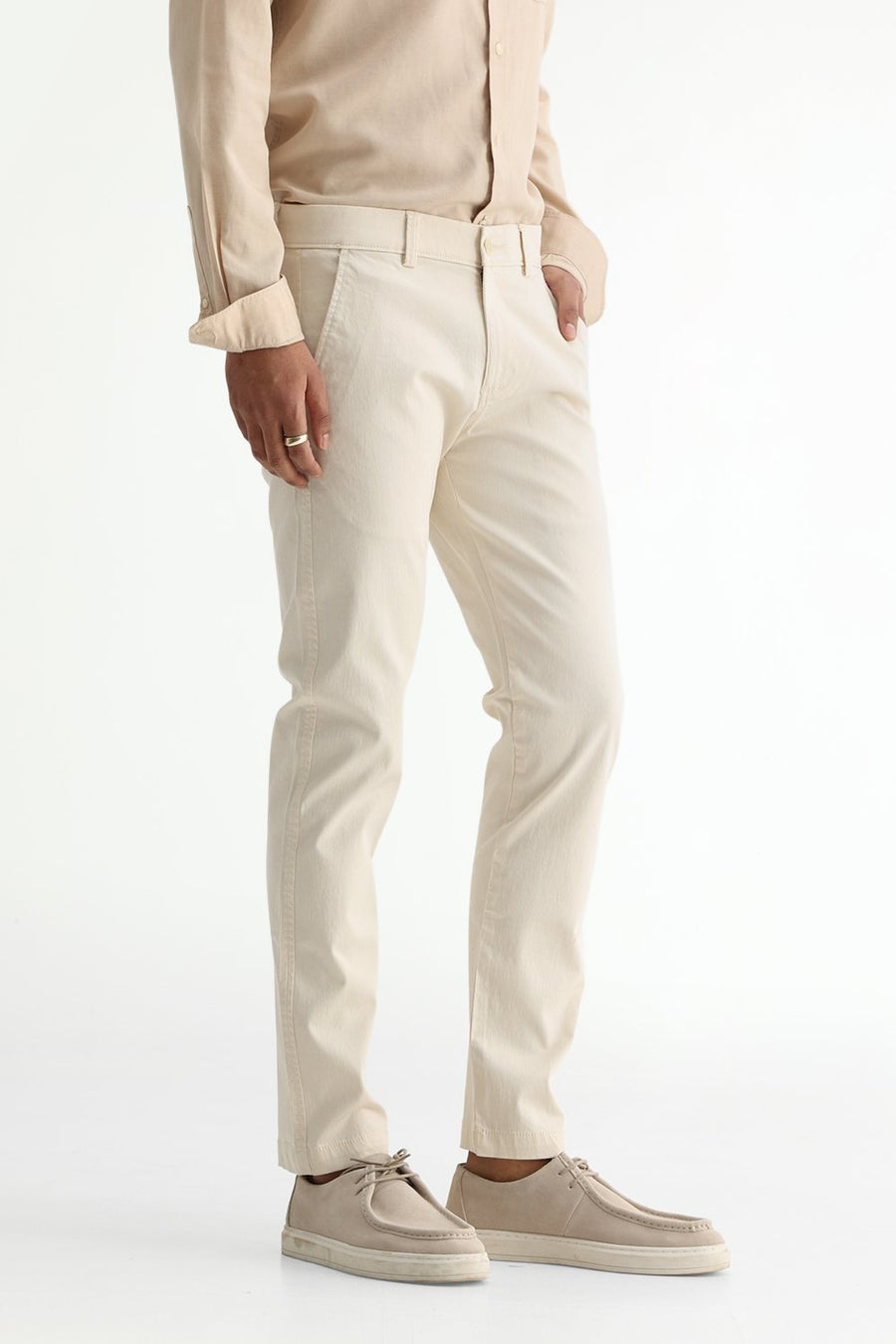 BASICS TAPERED FIT  COTTON STRETCH STRUCTURE TROUSER