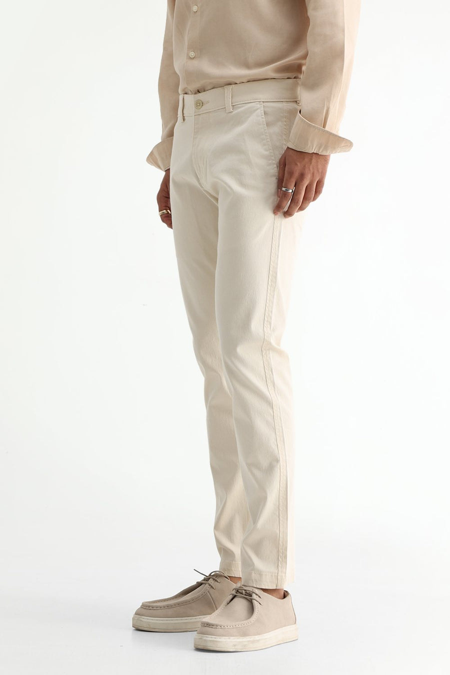 BASICS TAPERED FIT  COTTON STRETCH STRUCTURE TROUSER