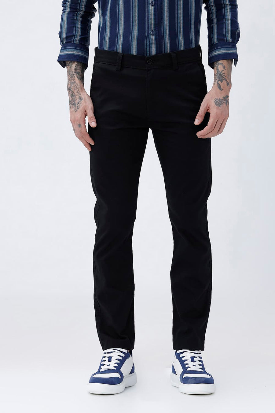 BASICS TAPERED FIT  COTTON STRETCH STRUCTURE TROUSER